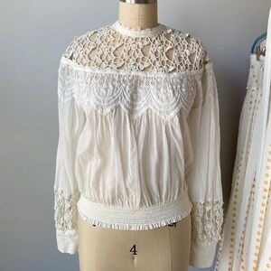 Free People White Long Sleeve Top